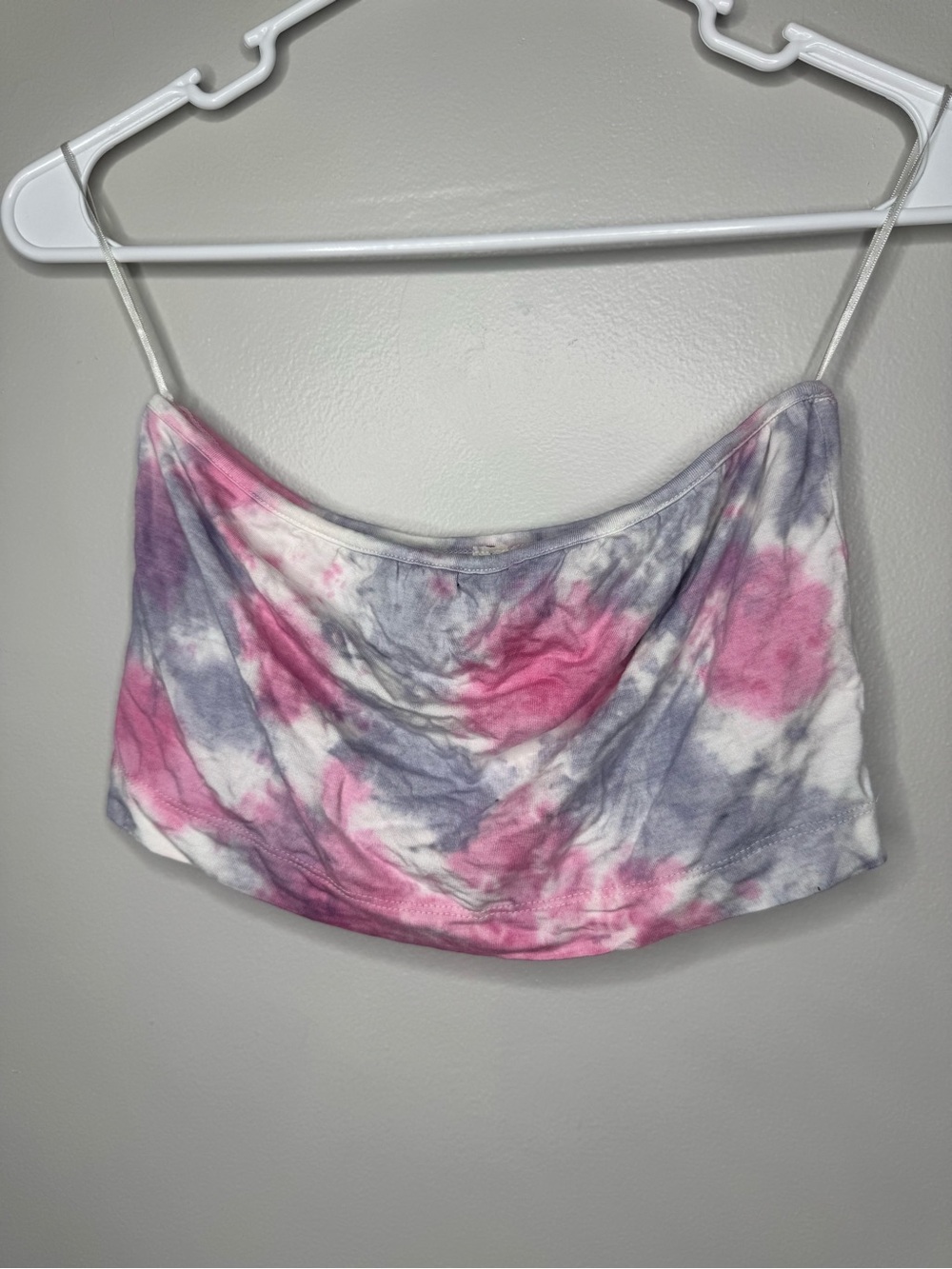 Tie-Dye Pink & Purple Cropped strapeless shirt